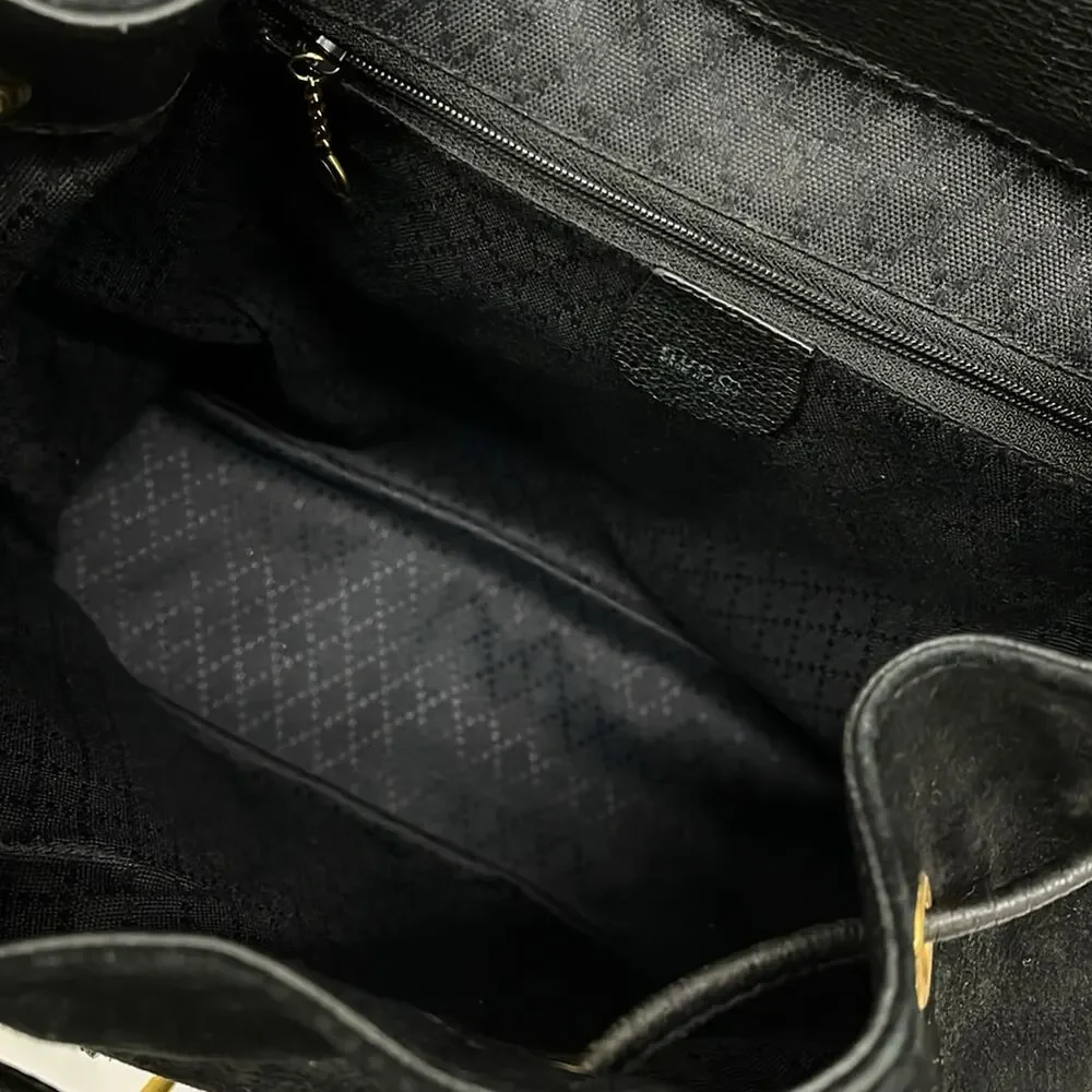 Gucci Bamboo Backpack Black Brown Suede Leather